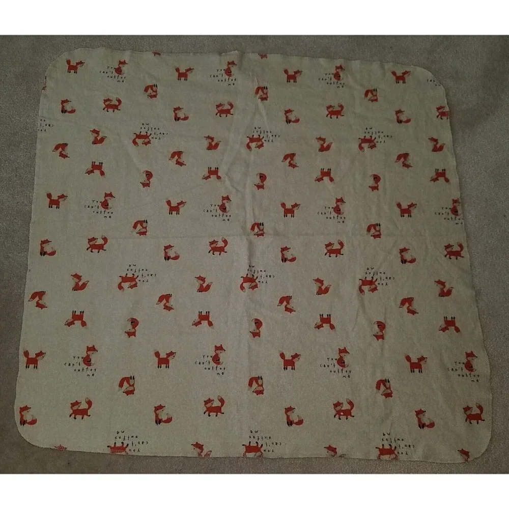 Gerber Tan Fox Receiving Blanket Lovey Security 100% Cotton You Can't Outfox Me